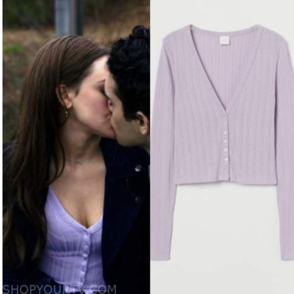 H&M Lilac Ribbed Cardigan